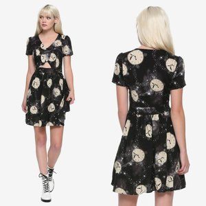 Disney Peter Pan Clocks Printed Tie Front Cutout Dress